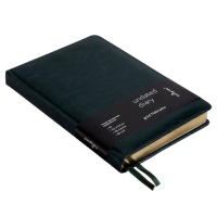 Ежедневник НЕдатированный А5, 136 листов в линейку, кожзам "Небраска", золотой срез, зеленый