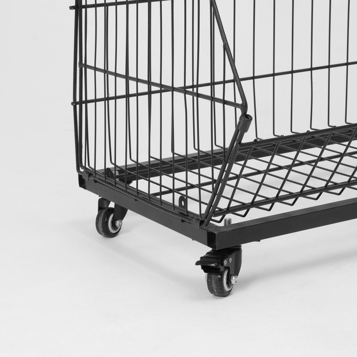 Накопитель разборный на колесах, 5 корзин с разделителями, 90&times;42&times;135 см, цвет чёрный