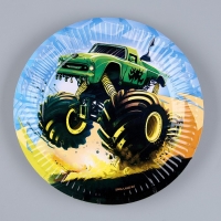 Набор бумажной посуды одноразовый Тачка&raquo;: 6 тарелок, 1 гирлянда, 6 стаканов, 6 колпаков