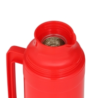 Термос 1 л, со стеклянной колбой, 2 кружки, сохраняет тепло 12 ч, 13.5 х 32 см, красный