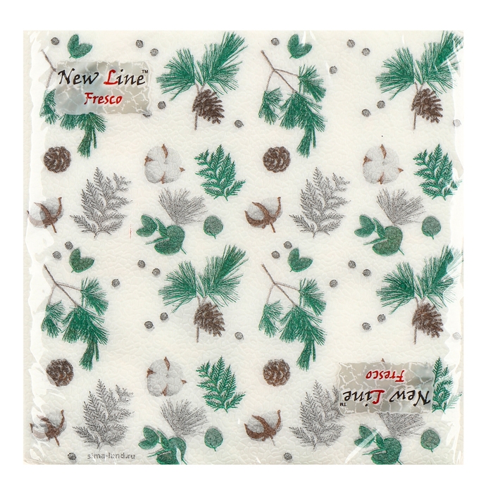 Новогодние салфетки Новогодние салфетки "Веточки", двухслойные, 33х33 см, 20 шт.