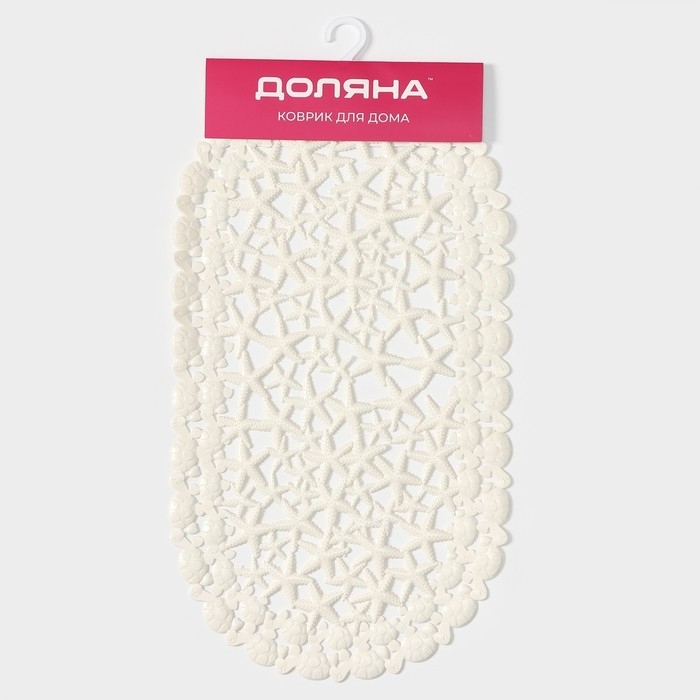 Коврик противоскользящий в ванну на присосках Доляна &laquo;Прибрежье&raquo;, 38&times;68 см, цвет белый