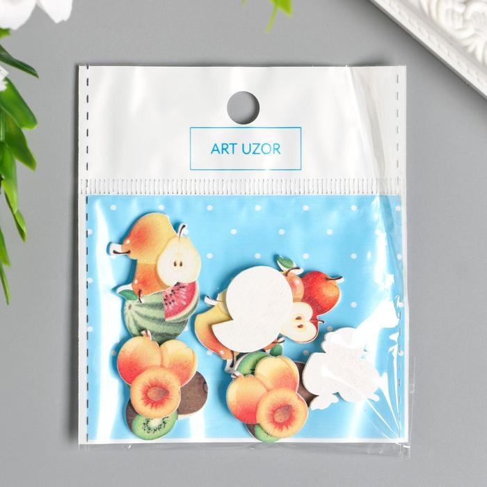 Декор для творчества дерево Декор для творчества дерево "Фрукты" набор 10 шт 2х2,2 см