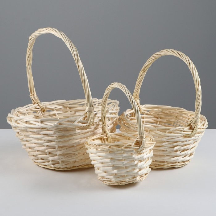 Набор корзин, 3 шт, 24&times;12&times;12/29 см, 19&times;10&times;10/25 см, 15&times;9&times;9/20 см, ива