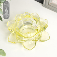 Подсвечник стекло на 1 свечу "Лотос" жёлтый 5,5х12х12 см Подсвечник стекло на 1 свечу "Лотос" жёлтый 5,5х12х12 см