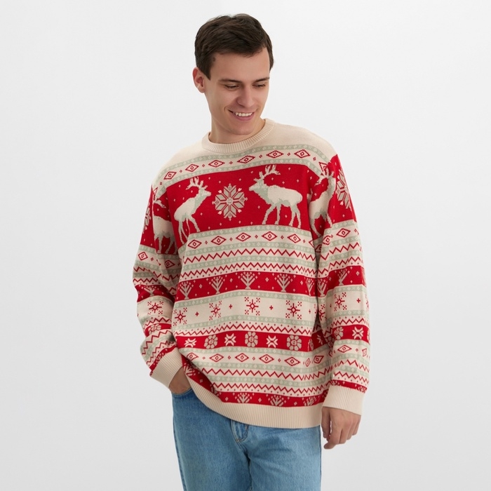 Новый год. Джемпер вязаный KAFTAN Scandinavia размер 52, красный