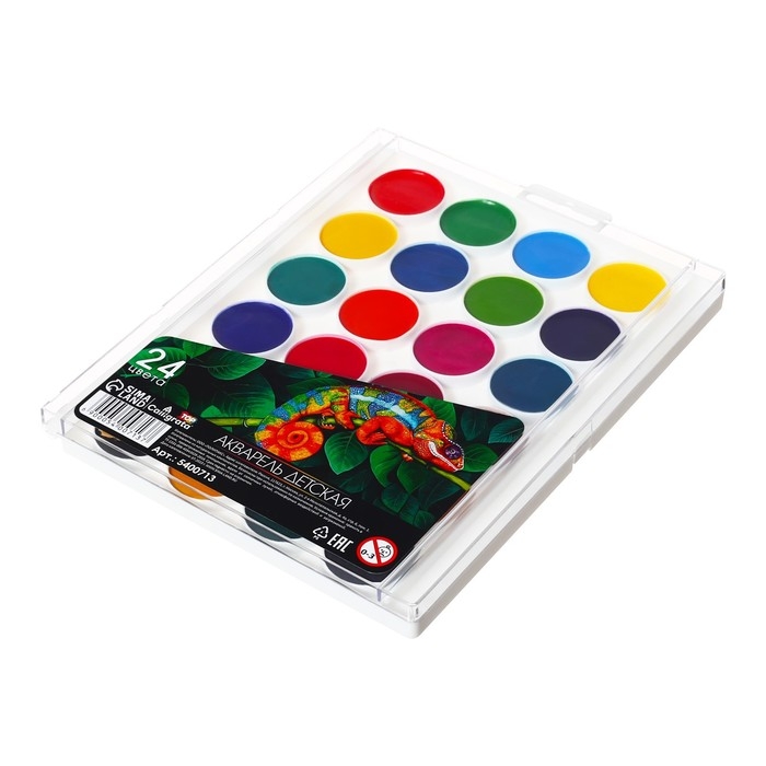 Акварель 24 цвета Calligrata TOP, пластик, европодвес Акварель 24 цвета Calligrata TOP, пластик, европодвес