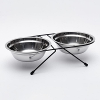 Набор из 2 мисок на подставке, 2 х 700 мл, чёрная подставка Набор из 2 мисок на подставке, 2 х 700 мл, чёрная подставка
