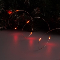 Гирлянда &laquo;Нить&raquo; 1 м роса, IP20, серебристая нить, 10 LED, батарейки CR2032х2 (в комплекте), свечение красное