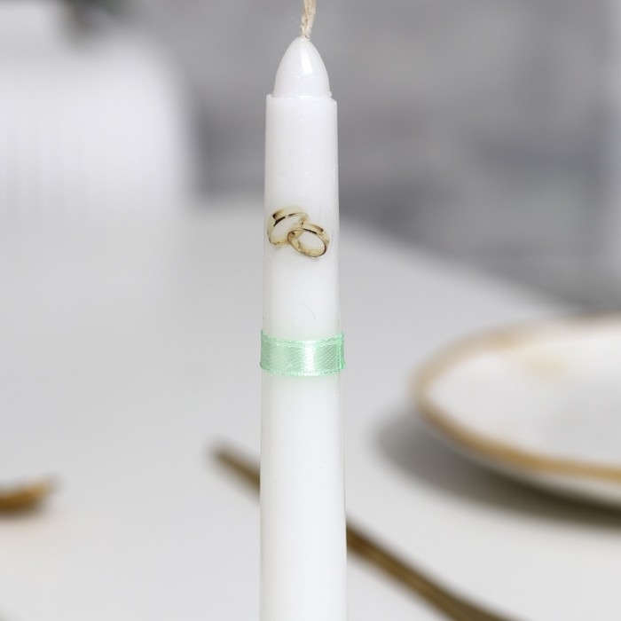 Набор свечей свадебных Набор свечей свадебных "Совет да любовь с розой"мятный:родительские 1,8х15см,очаг 5х9,5см