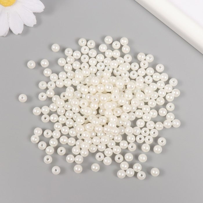 Набор бусин "Жемчуг" d 6 мм, 250 гр, молочный