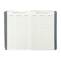 Еженедельник датир 2025г мягк обл иск кож А5 80л ESCALADA, бл тис, кр бл 70 г/м&sup2;, синий