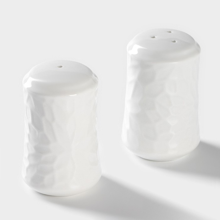 Набор фарфоровый для специй на бамбуковой подставке BellaTenero &laquo;Кракле&raquo;, 2 предмета: солонка, перечница, цвет белый