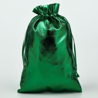Мешочек подарочный парча &laquo;Новогодние подарки&raquo;, зелёный, 16 х 24 см, Новый год