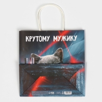 Пакет подарочный, упаковка, &laquo;Мужику&raquo;, 22 х 22 х 11 см