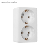 Розетка "Элект" РС 16-017, 16 А, 250 В, двухместная, открытая, с з/к, монтаж. панель, белая Розетка "Элект" РС 16-017, 16 А, 250 В, двухместная, открытая, с з/к, монтаж. панель, белая