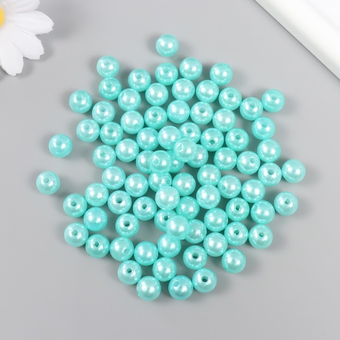 Набор бусин "Жемчуг" d 10 мм, 250 гр, зелёная бирюза