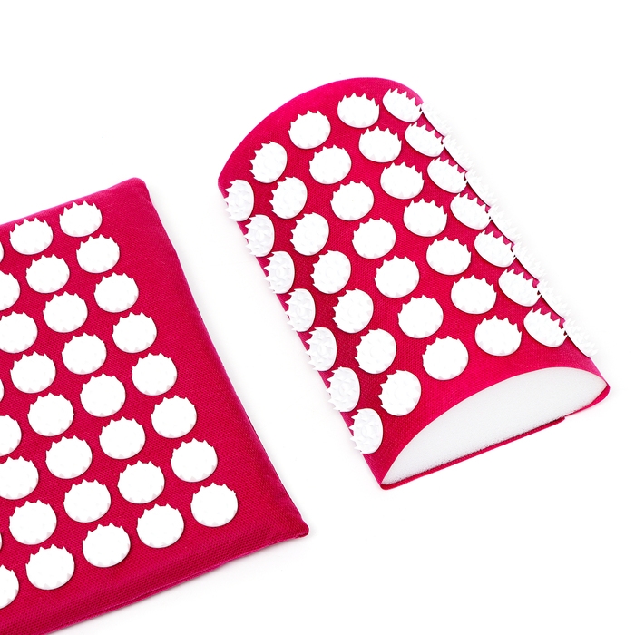 Аппликатор Кузнецова комплект на мягкой подложке, 144 колючки, спантекс, бордовый, 260х560 мм + валик 140*230 Аппликатор Кузнецова комплект на мягкой подложке, 144 колючки, спантекс, бордовый, 260х560 мм + валик 140*230