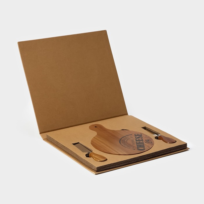 Набор для подачи сыра Magistro Shape, 2 ножа, доска, акация Набор для подачи сыра Magistro Shape, 2 ножа, доска, акация