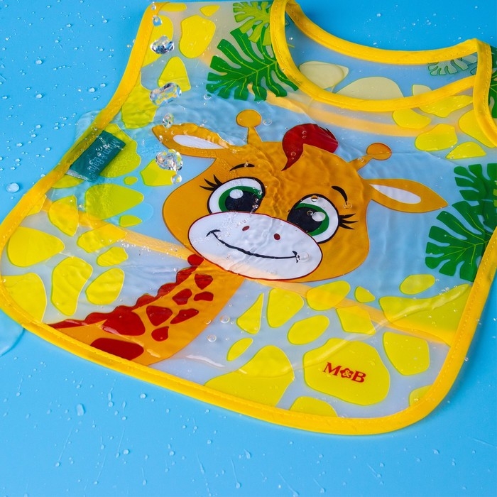 Нагрудник для кормления &laquo;Жирафик Лило&raquo; непромокаемый на липучке, с карманом