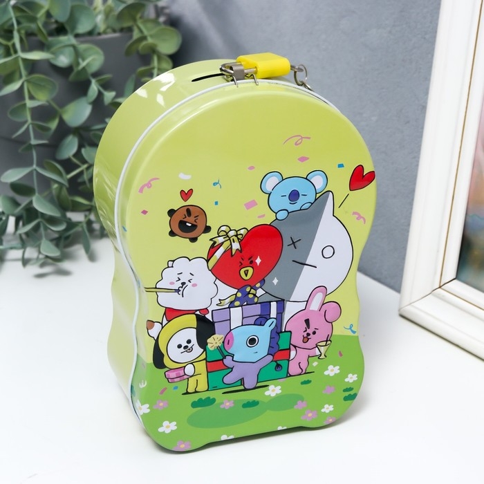 Копилка металл Копилка металл "Костюмированная вечеринка в зоопарке" с замком и ключами 15х6,5х12 см