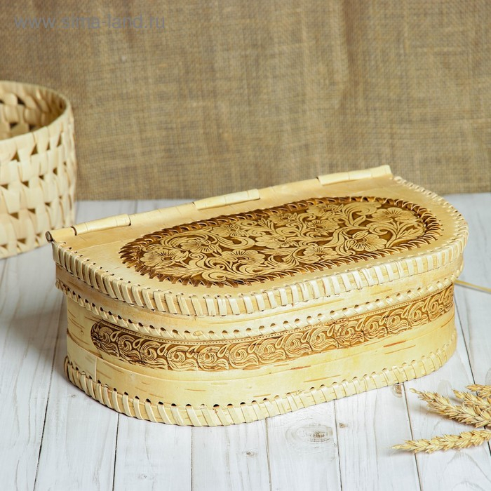 Батонница &laquo;Узор&raquo;, на шарнире, 32&times;18&times;11 см, береста