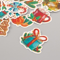 Наклейки для творчества "Новый год. Акварель" тиснение золото набор 48 шт 9х7х0,8 см Наклейки для творчества "Новый год. Акварель" тиснение золото набор 48 шт 9х7х0,8 см