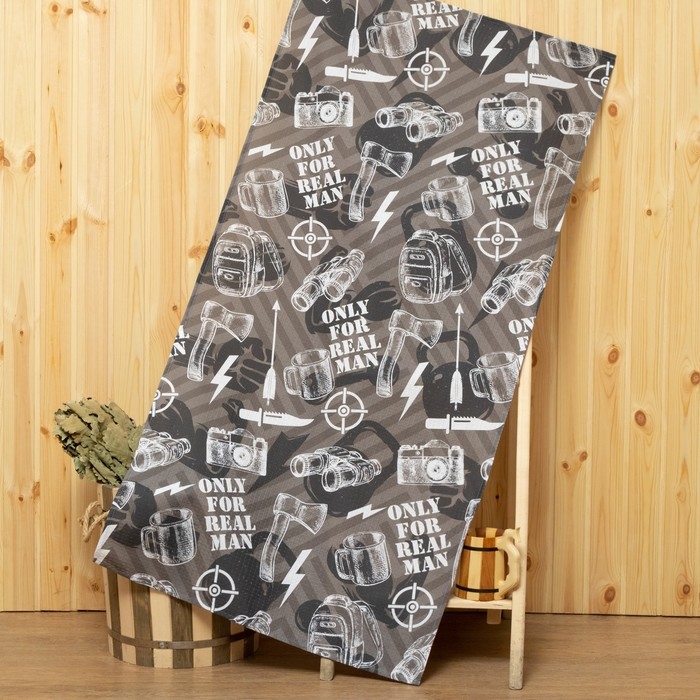 Полотенце Полотенце "Only for real man" 70х146 см, 100% хлопок 160гр/м2