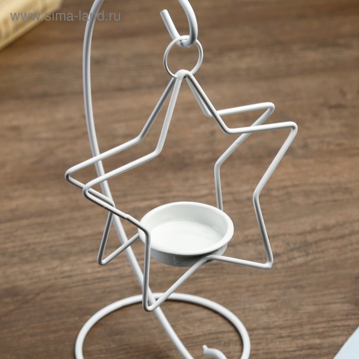 Подсвечник металл 1 свеча Подсвечник металл 1 свеча "Звезда на дуге" белый 20,5х10х10 см