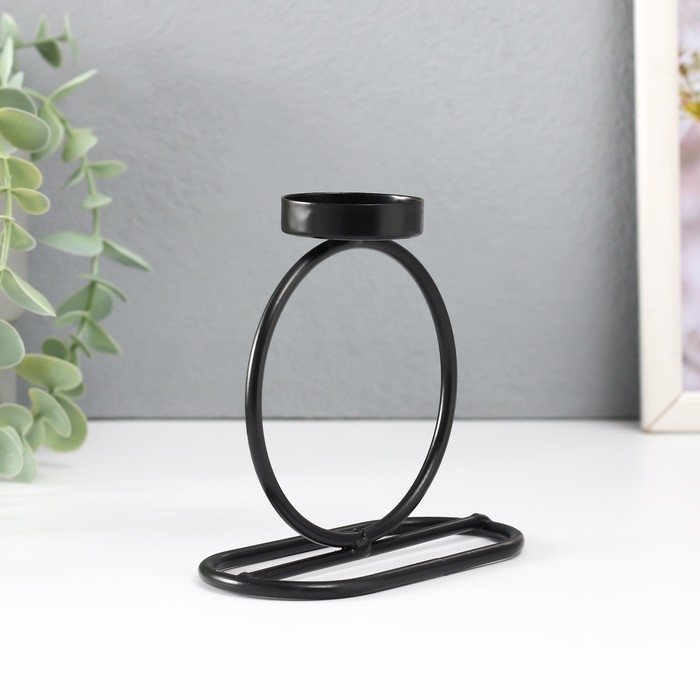 Подсвечник металл на 1 свечу Подсвечник металл на 1 свечу "Кольцо" d=4 см чёрный 11х6х11 см