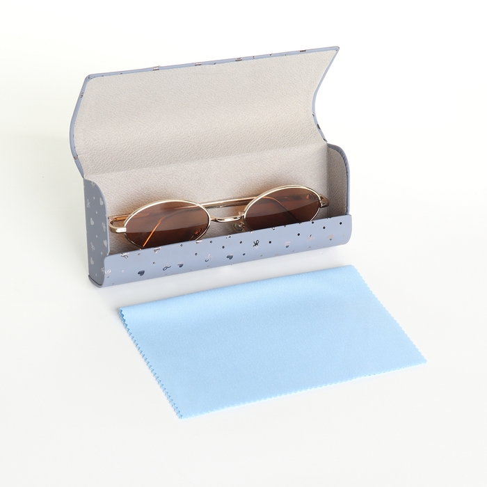 Футляр для очков на хлопушке, длина 15,5 см, цвет голубой Футляр для очков на хлопушке, длина 15,5 см, цвет голубой