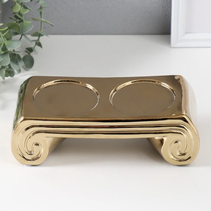 Подсвечник керамика на 2 свечи Подсвечник керамика на 2 свечи "Греция" d=7,5 см золото 22,5х10х7 см