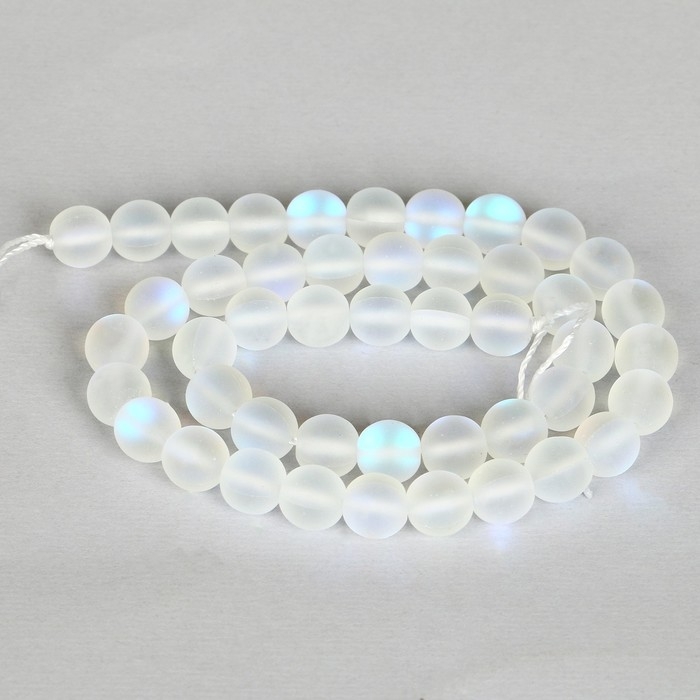 Бусины из натурального камня &laquo;Кошачий глаз&raquo;, набор 46 шт., размер 1 шт. &mdash; 8 мм, матовый белый