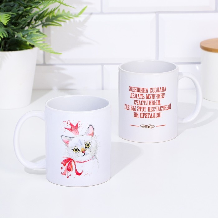 Кружка сублимация &laquo;С 8 Марта! Кошка&raquo;, с нанесением