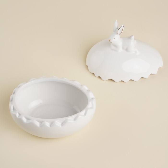 Конфетница керамическая SL Home «Пасхальные кролики», 15,5×12×16 см, цвет белый Конфетница керамическая SL Home «Пасхальные кролики», 15,5×12×16 см, цвет белый