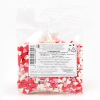 Посыпка кондитерская мягкая &laquo;Сердца&raquo;: красная, белая, розовая, 50 г.