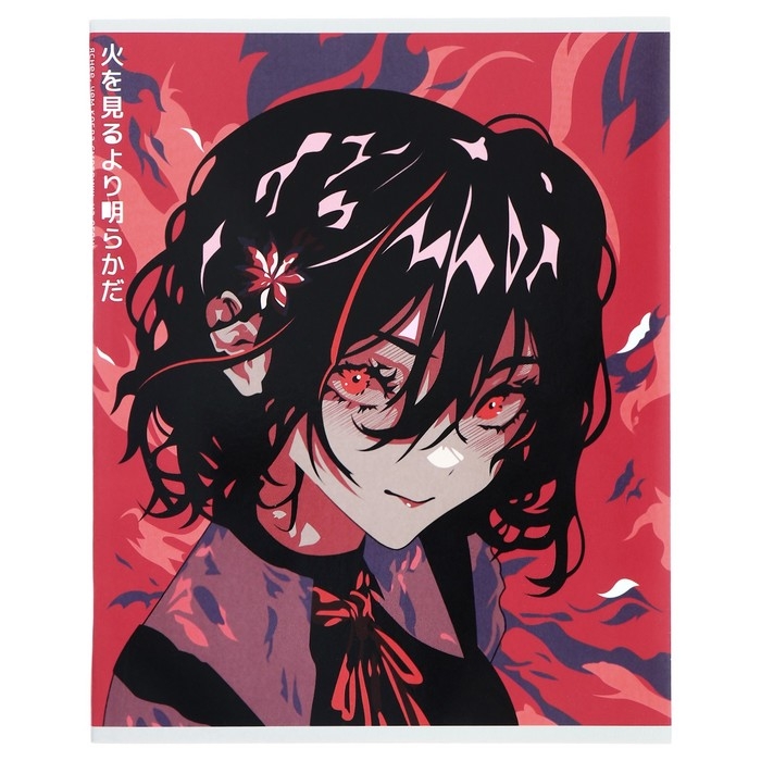 Тетрадь 48 листов в клетку Calligrata Тетрадь 48 листов в клетку Calligrata "Аниме. Черное и красное", обложка мелованный картон, полный УФ-лак, блок офсет МИКС