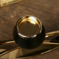 Подсвечник металл, стекло на 3 свечи "Тёмный рыцарь" чёрный матовый с золотом 40х25х12 см Подсвечник металл, стекло на 3 свечи "Тёмный рыцарь" чёрный матовый с золотом 40х25х12 см