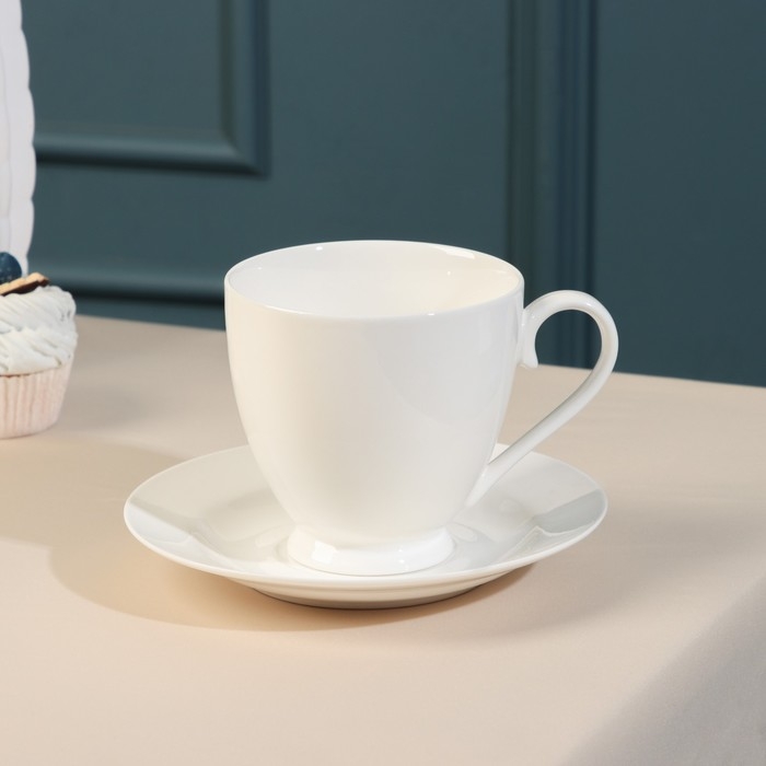 Чайная пара фарфоровая «Barista», 440 мл, белая Чайная пара фарфоровая «Barista», 440 мл, белая