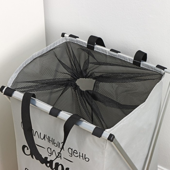 Корзина для белья Доляна «День стирки», складная, 35×45 см, цвет серый Корзина для белья Доляна «День стирки», складная, 35×45 см, цвет серый