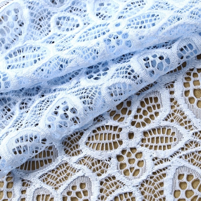 Кружевная эластичная ткань, 180 мм × 2,7 ± 0,5 м, цвет небесно-голубой Кружевная эластичная ткань, 180 мм × 2,7 ± 0,5 м, цвет небесно-голубой