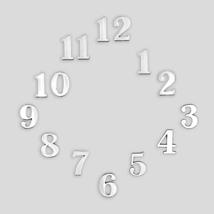 Цифры для часов 15 шт, h-2.5 см, серебро