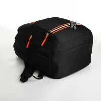 Рюкзак школьный на молнии, 4 кармана, цвет чёрный/оранжевый