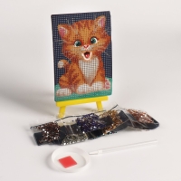 Алмазная мозаика с частичным заполнением на подставке для детей &laquo;Милый котик&raquo;, 10 х 15 см