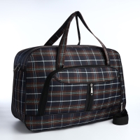 Сумка дорожная на молнии, наружный карман, длинный ремень, цвет коричневый/чёрный Сумка дорожная на молнии, наружный карман, длинный ремень, цвет коричневый/чёрный