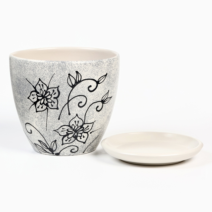 Горшок цветочный "Цветение" серый, 1,4 л