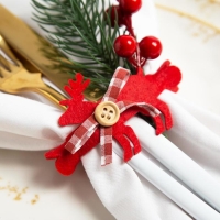 Новый год. Новогодний набор колец для салфеток "Олень" 4 шт, d=9 см, 100% п/э, фетр Новый год. Новогодний набор колец для салфеток "Олень" 4 шт, d=9 см, 100% п/э, фетр