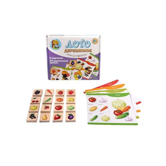 Лото деревянное &laquo;Овощи и фрукты&raquo;