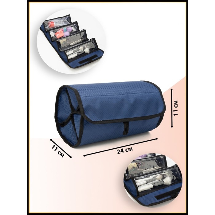 Косметичка, 4 отдела на молниях, цвет синий Косметичка, 4 отдела на молниях, цвет синий