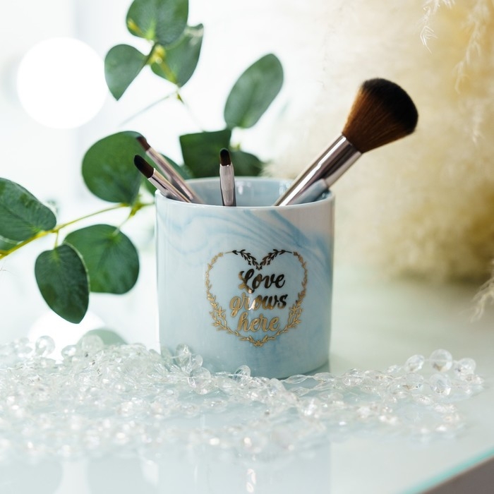 Горшок для цветов керамический с тиснением, кашпо &laquo;Расти&raquo;, 8 х 7,5 см